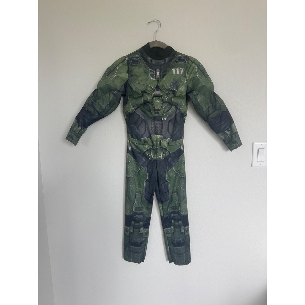 Halo Master Chief 117 Muscle Chest Costume Kid SZ S 6/7 Green Spartan Armor-0722